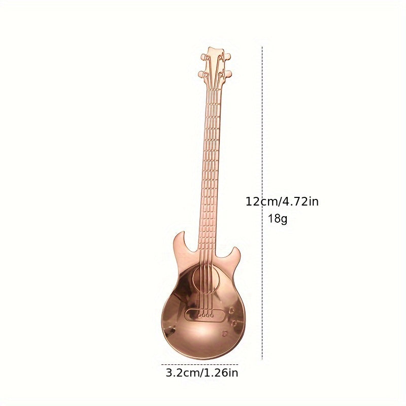 Unique Stainless Steel Guitar-Shaped Coffee Spoon - Inspired by Music - Ideal for Stirring, Ice, and Desserts - Perfect for Home, Bar, or Cafe Use - Great Gift for Music Enthusiasts