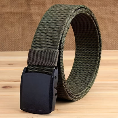 YKK buckle canvas belt, hypoallergenic and security check-friendly, perfect for young students.