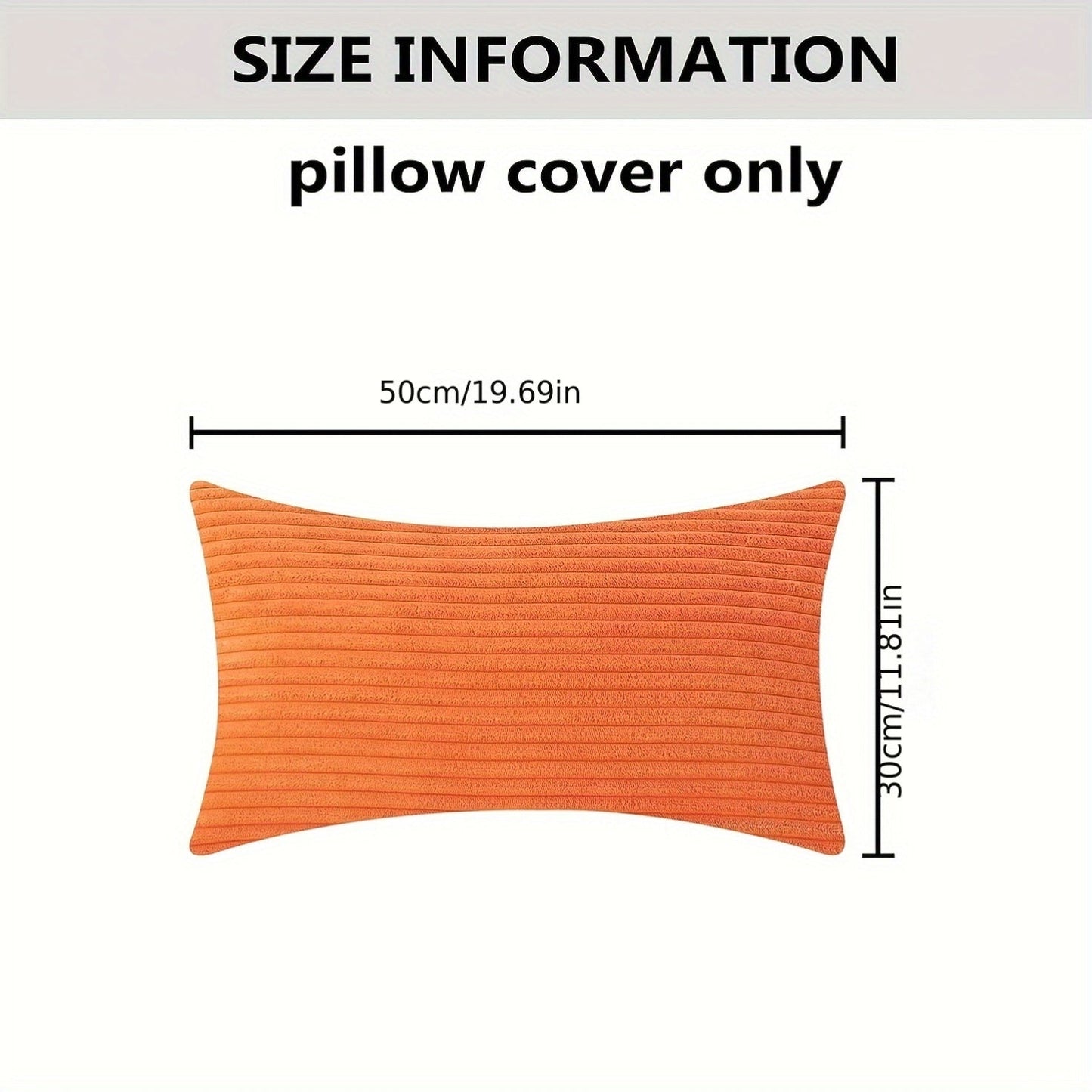 Orange Pillow Cover in Contemporary Style - Available in 30 X 50cm or 45 X 45cm - Perfect for Bedding, Sofa, or Chair - Hand Wash Recommended - Features Zipper Closure and Made of Polyester Fabric