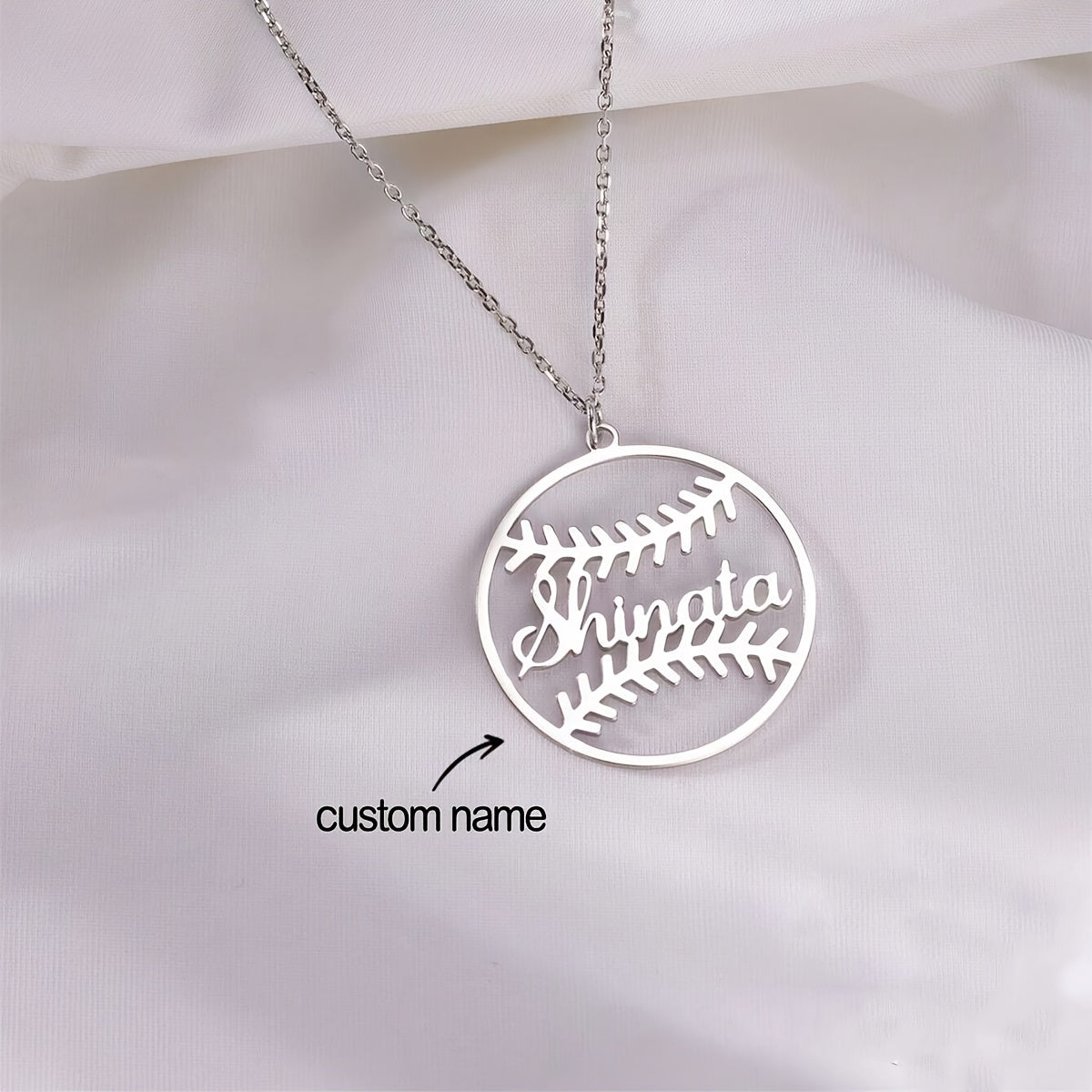 Personalized Baseball Name Pendant Necklace in 18K Gold Plated Stainless Steel, Classic Sporty Design for Boys & Girls, Perfect Team Gift, Commemorative Sports Jewelry for Daily Wear and Sports Events