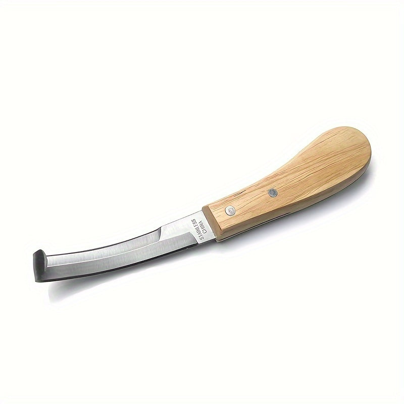 Hoof knife set with right-handed double-sided blade and rubber wooden handle, available in 2-piece or 3-piece sets.