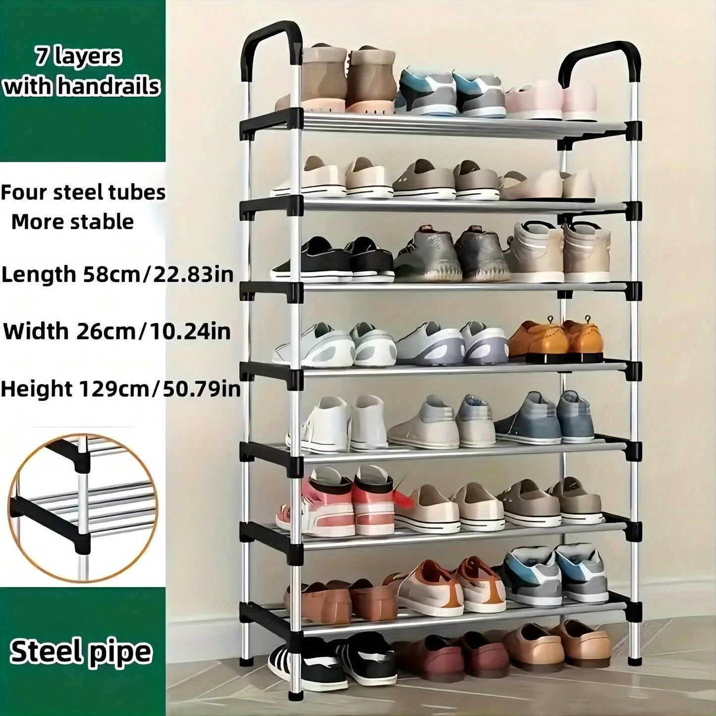 Durable Multi-Layer Shoe Rack - Spacious Storage, Simple to Assemble, Strong Steel Build for Home & Dorm Organization - Ideal for Entryway, Bedroom, and Living Room