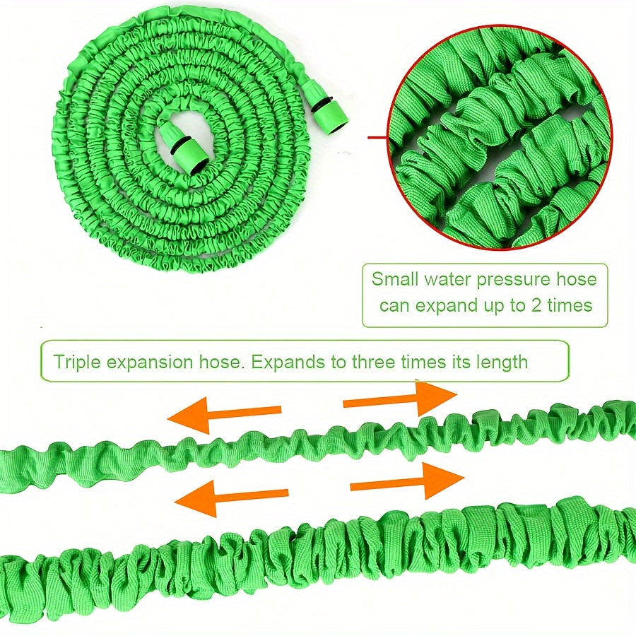 3X Expandable Garden Hose with High-Pressure Spray Gun, 7 Adjustable Modes, PVC Material, Water Spray Nozzle, Interface Connectors for Car Wash & Outdoor Use (7.62m to 30.48m)