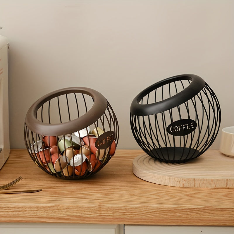 Iron art coffee capsule storage rack for organizing snacks and coffee, fruit basket for home decor and storage of dried fruits.