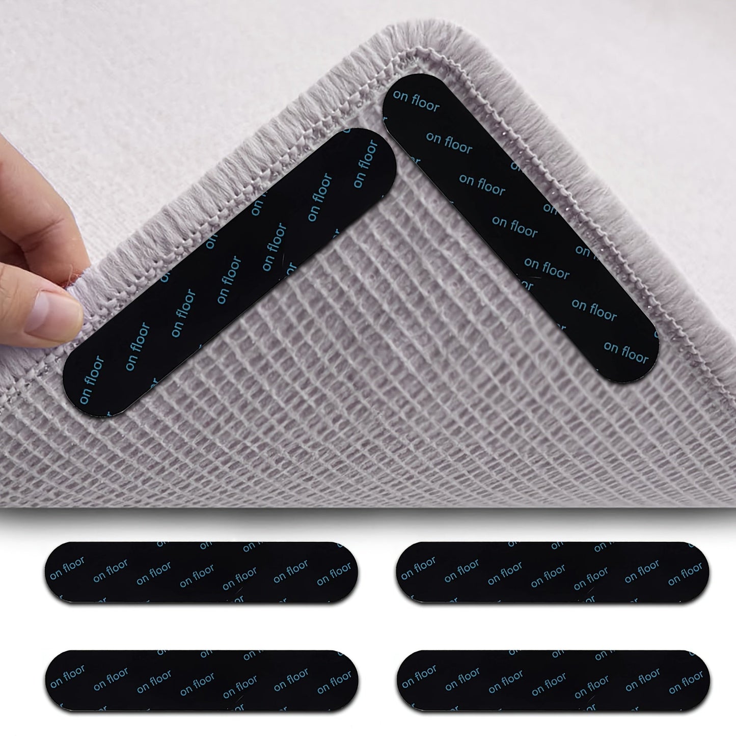 12-Pack of Silicone Non-Slip Reusable Carpet Grip Tape for Hardwood Floors and Tiles - Anti-Slip Adhesive Strips for Living Room, Bedroom, and Office - Protects Carpets and Floors, Prevents Slips and Trips.