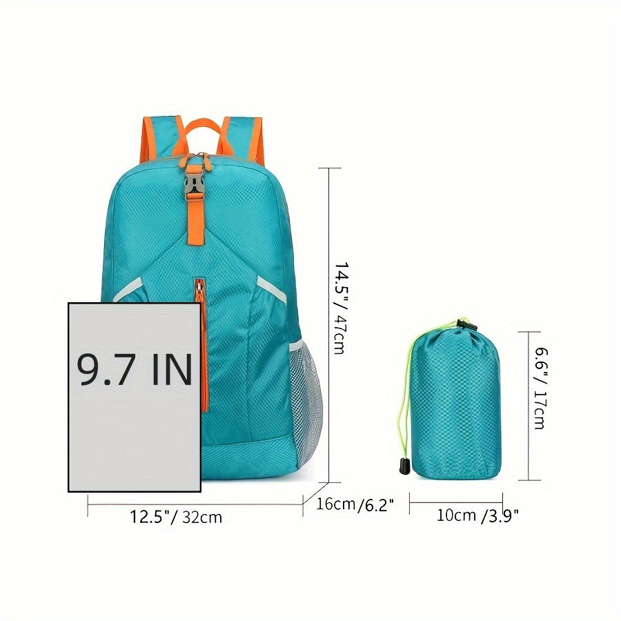 25L Foldable Outdoor Sports Backpack, Waterproof Mountaineering Hiking Travel Daypack with Color Contrast School Bag