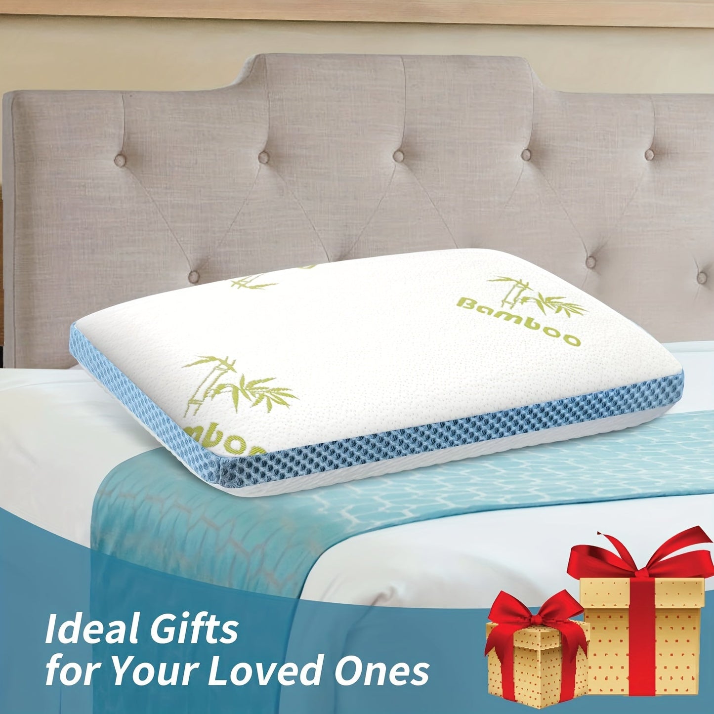 Stay cool and comfortable with our 1-piece Memory Foam Pillow. This ventilated, premium bed pillow comes with a washable and bamboo pillow cover, perfect for a cooling and orthopedic sleeping experience. Ideal for side and back sleepers, this pillow is a