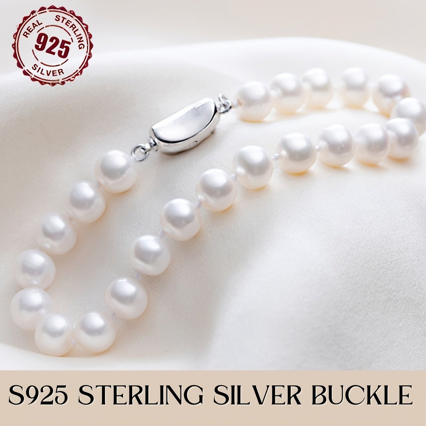 Set of 3 Elegant 925 Sterling Silver Freshwater Pearl Jewelry Pieces - Timeless Necklace, Bracelet, and Earrings with Faux Leather Gift Box, Ideal for Weddings, Valentine's Day, and Mother's Day - Suitable for All Seasons