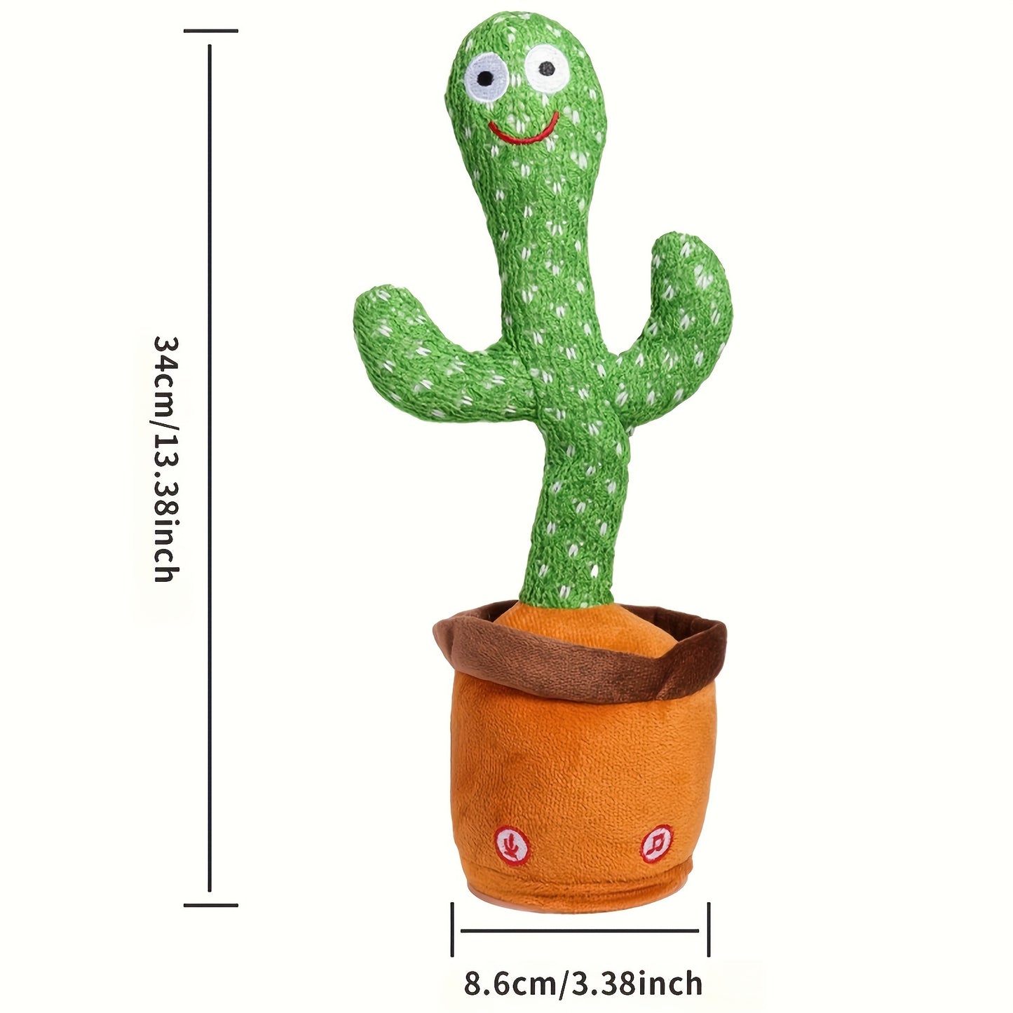 Herobaby Interactive Talking Cactus Toy for 3-6 Months, Green, LED Singing & Recording, Dance Imitation, Textured Fabric, Cute and Interactive.