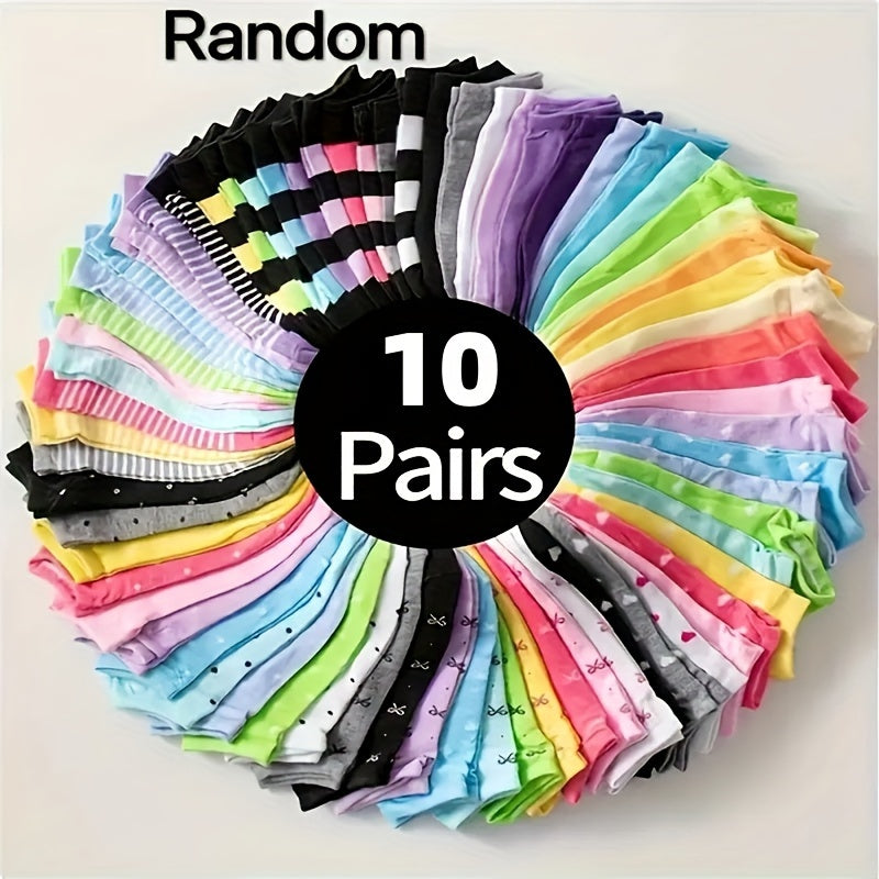 Set of 20 pairs candy-colored ankle socks for women, cute and breathable