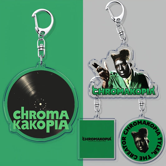 Rapper Keychain featuring Chromakopia Design - Stylish Acrylic Music Album Charm for Bags & Backpacks, with Lobster Clasp Accessory, Ideal Gift for Music Enthusiasts