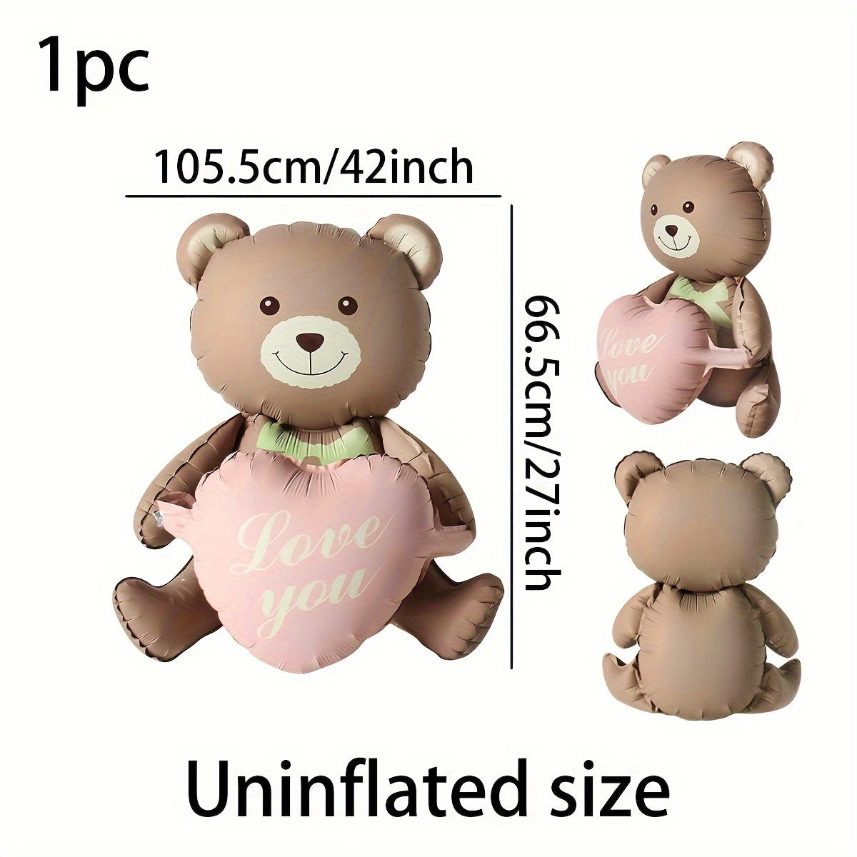 1 piece of 42-inch Ins Style Heart-hugging Teddy Balloons for Valentine's Day, Weddings, and Bridal Showers.