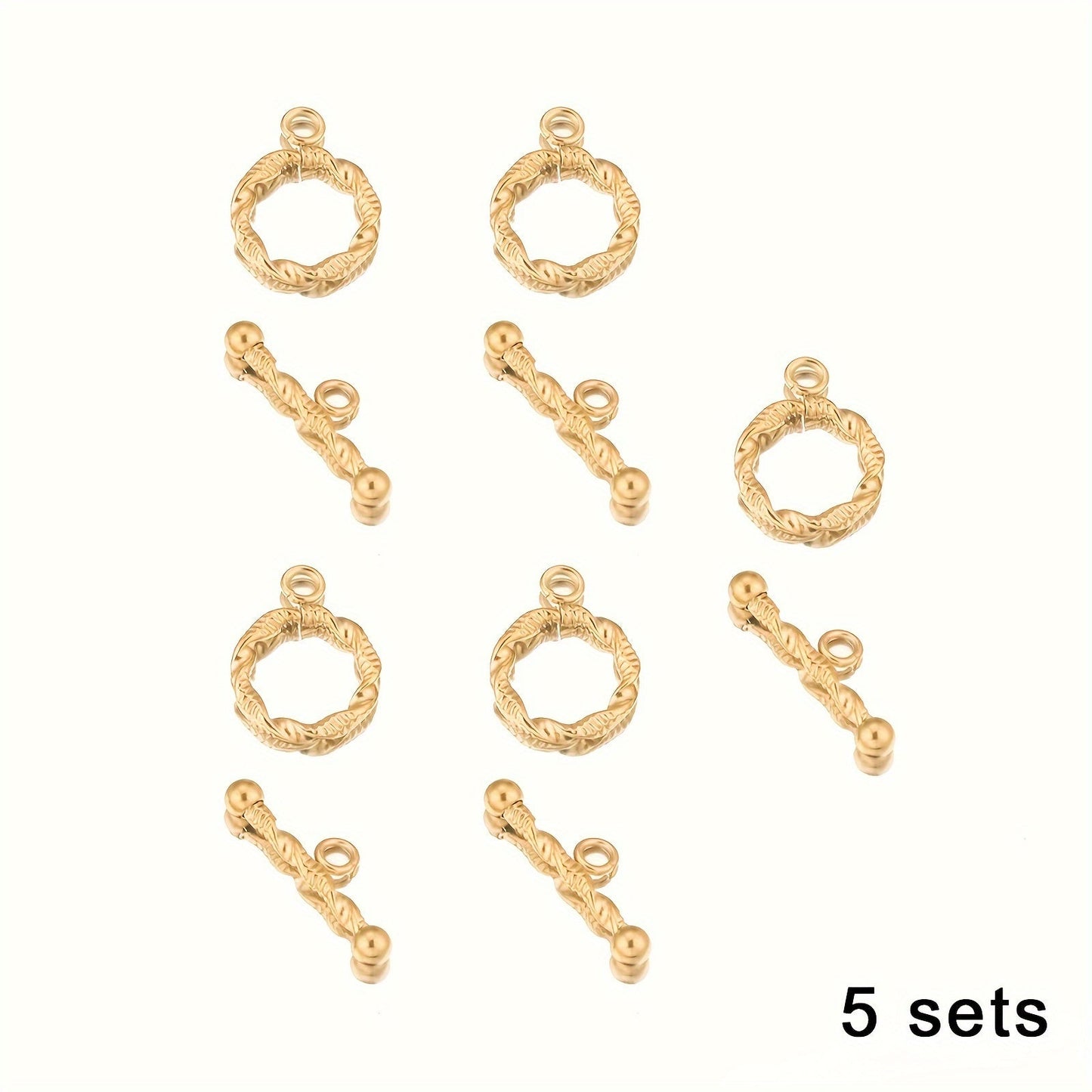 Set of 5 Stainless Steel Twist OT Buckles with 18K Gold Plated Finish, Ideal for Preserving Color in Jewelry Making of Bracelets and Necklaces