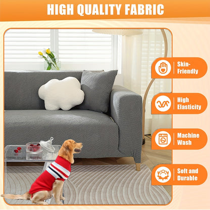 Thickened Jacquard Sofa Cover with All-inclusive Elastic Bottom Wrap for 1-4 Seater Sofas, Ideal for Pet Owners