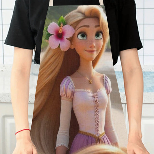 Introducing the Disney Elsa Cartoon Waterproof Apron - Made from Durable Polyester with Vibrant Floral Design, Perfect for Hotels, Supermarkets, Restaurants, Fruit Shops, Milk Tea Stands, and Home Cooks