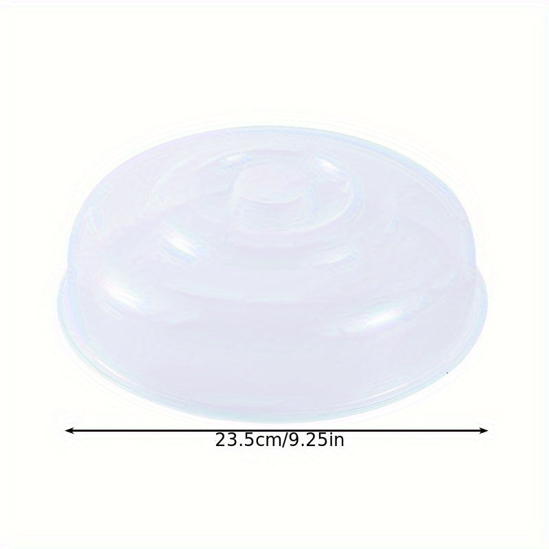 Microwave-safe round plastic bowl cover preserves freshness and prevents splashes.