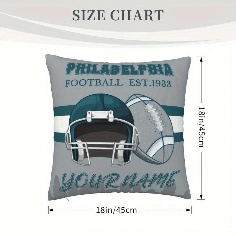 Personalized Philadelphia Football Fan Pillow Cover - Custom Design, Ideal Unisex Gift, Made of Polyester, Square Shape, Assorted Colors