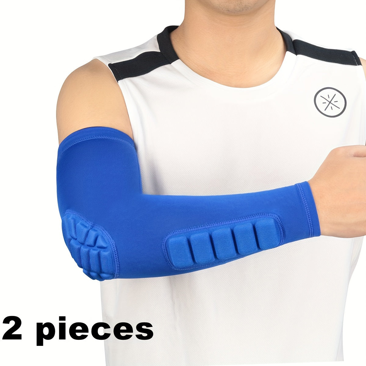 Sports arm guard with detachable honeycomb pad, anti-slip strip. Suitable for multiple sports.