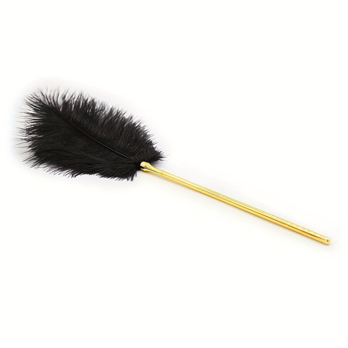 Black feather teasing stick for women and couples - intimate play accessory