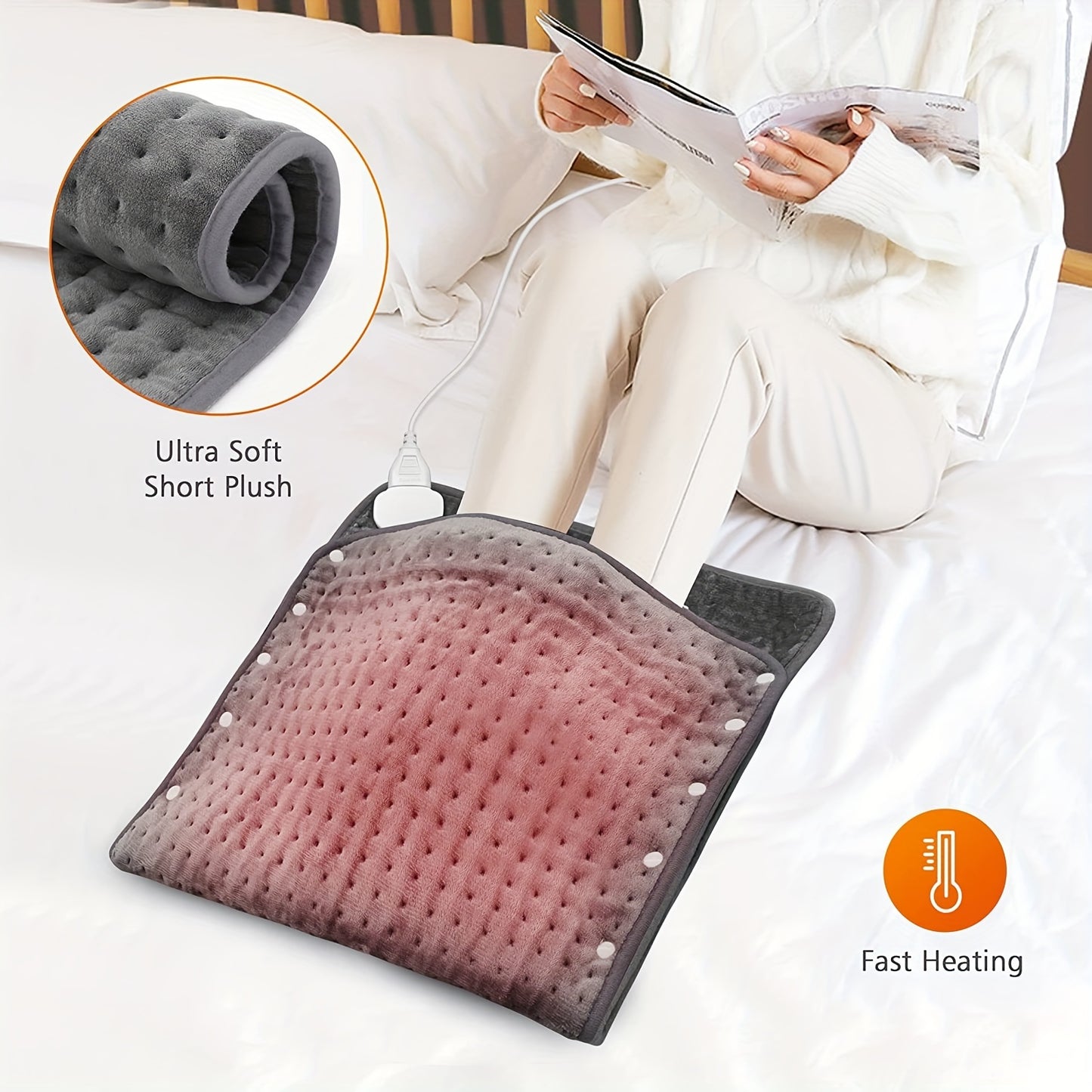 1pc Thermostatic Heating Pad with Digital Display, Overheat Protection, Polyester Fabric, Machine Washable - Ideal Gift