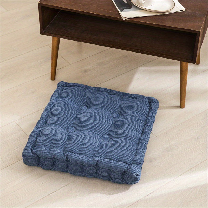 Comfortable meditation floor pillow for adults, tufted thick cushion for home decor in living room, bedroom, or office.