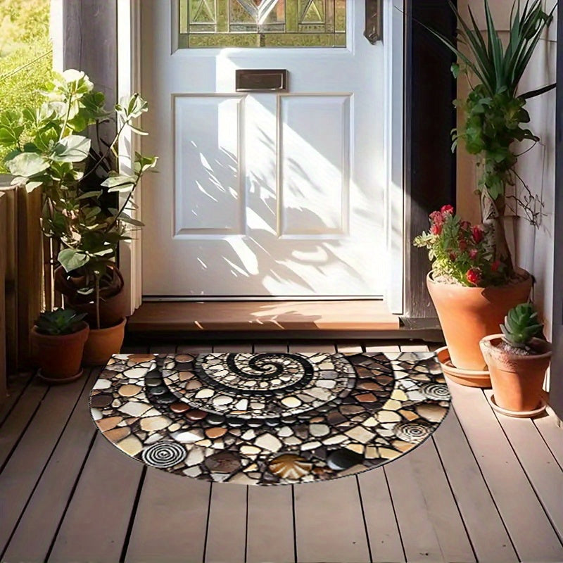 1 piece of Pebble Flower Welcome Mat - Non-slip, Easy to Clean, Semi-circle Design for Indoor and Outdoor Use - Perfect for Entryways, Kitchens, Bathrooms, Patios, and Balconies as a Decorative Touch