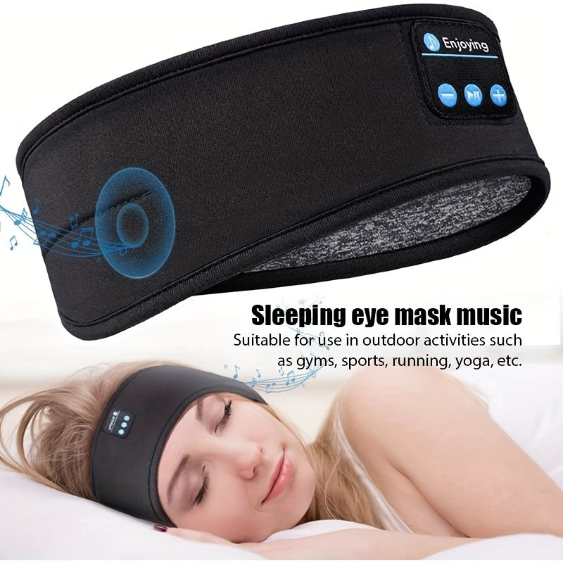 XMSJ Wireless Sleep Headphones Headband - 3-in-1 wireless music eye mask with volume control and USB charging, ideal for side sleepers.