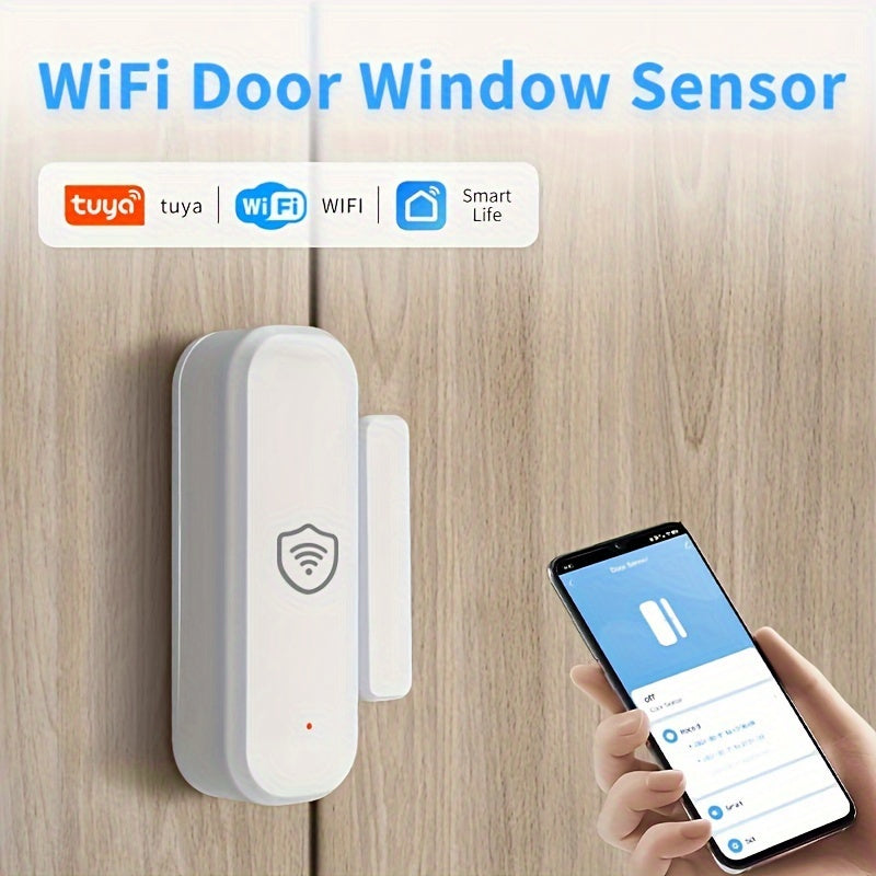 Wireless Tuya Smart Wifi Sensor for Doors and Windows alerts in real-time, ideal for smart home setups, child safety, pool alarms, and compatible with pet detection systems.