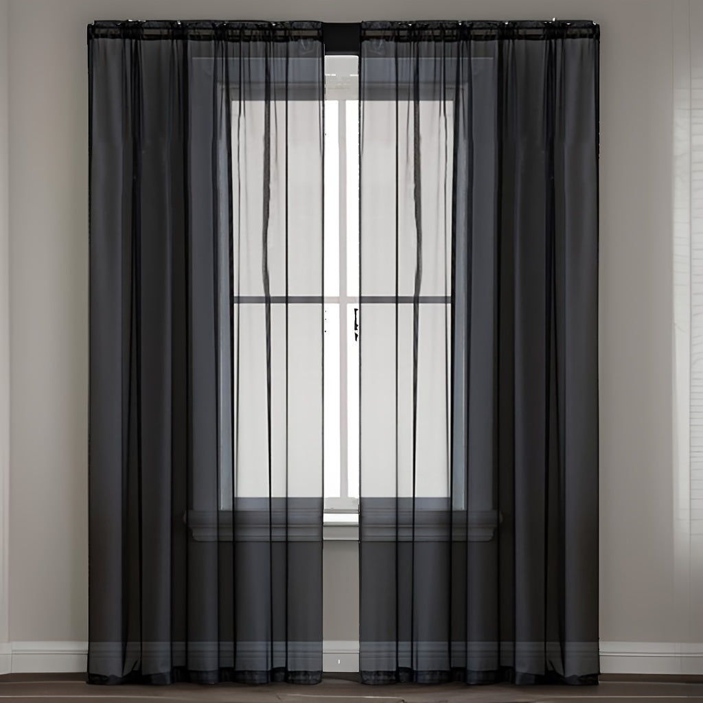 Contemporary Sheer Window Curtain for Bedroom - Romance Themed Gauze Panel - Made of Polyester Trilon Fabric, Cordless Design - Features Woven Rod Pocket for Easy Hanging - Machine Washable, 60g Fabric Weight