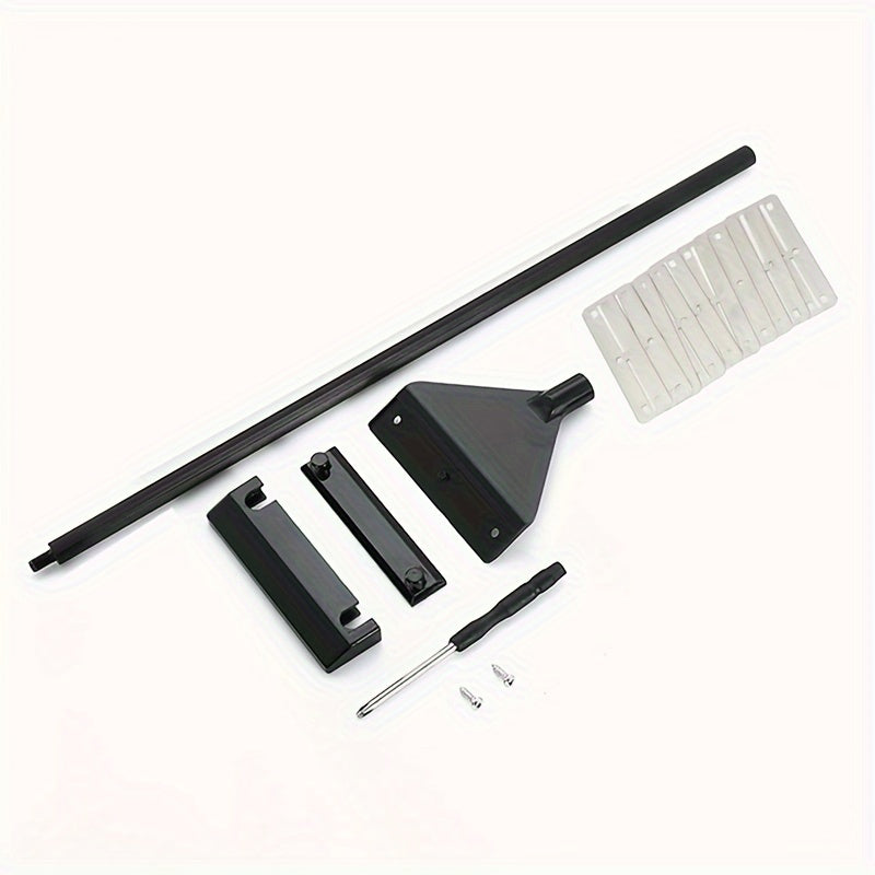 Algae scraper set for glass aquariums includes brush and net, made of durable stainless steel/aluminum alloy in various sizes.