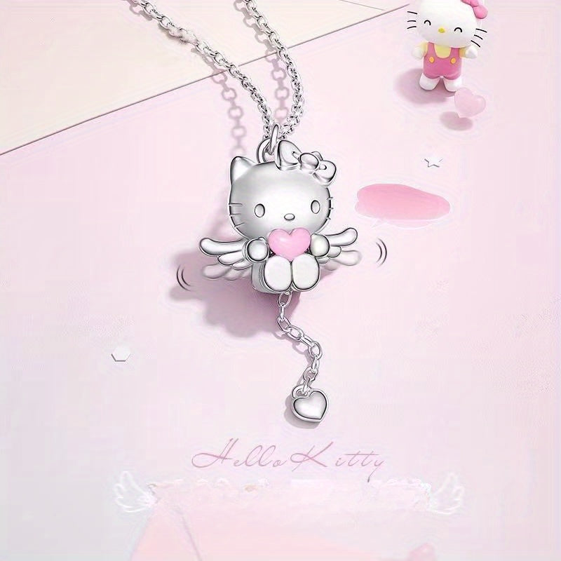 Introducing the Hello Kitty Wing Pendant Necklace crafted from copper, featuring a cute and simple style. This versatile jewelry piece is perfect for everyday wear or as a thoughtful gift for birthdays or friendship presents. Suitable for all seasons