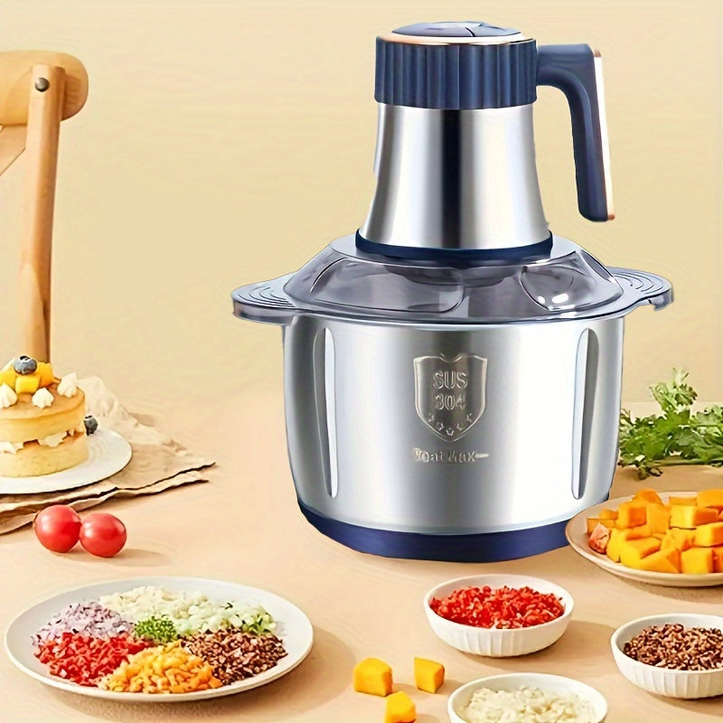 Stainless steel electric meat grinder with 5L capacity for meat, vegetables, fruits, nuts. EU standard plug.