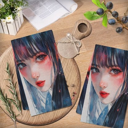 This collection includes 2 ultra-soft kitchen towels with designs inspired by popular Kpop and Jpop artists such as Jurin, Harvey, Chisa, Hinata, Maya, Juria, and Cocona. The highly absorbent dish and hand towels are ideal for holiday decoration, machine