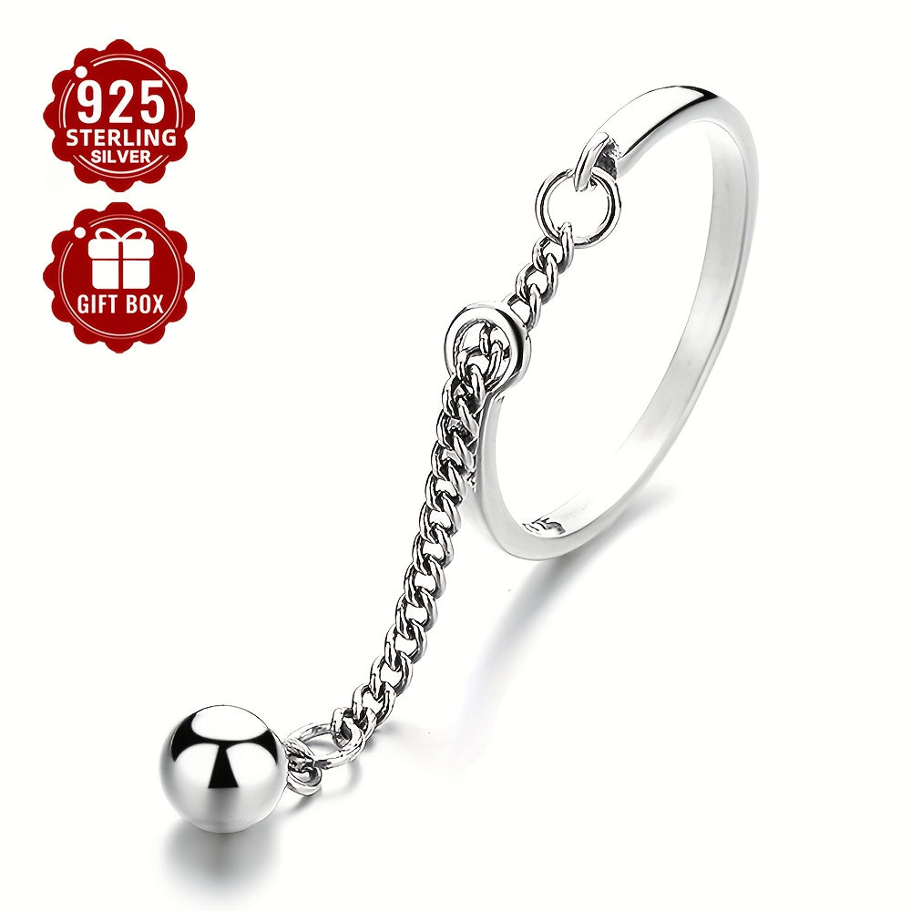 Versatile and simple, the 1PC S925 Sterling Silver Lucky Bead Tassel Plain Ring is a perfect accessory for women with a elegant temperament. This ring weighs about 1.9g and is suitable for both casual wear and formal occasions like banquets. Perfect for