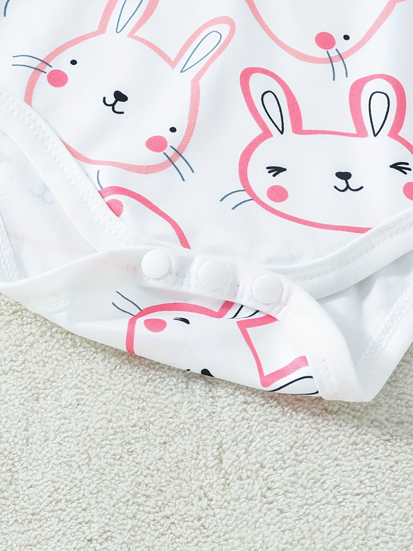 Set of six cute bunny-themed short-sleeve onesies for outdoor wear