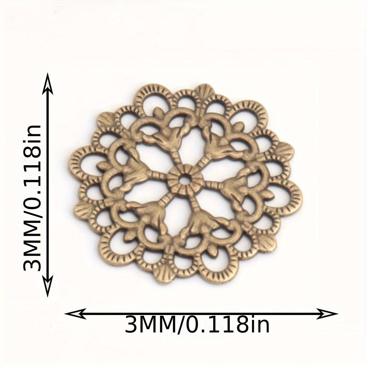 Set of 30 Antique Silvery/Ancient Golden/Bronze Hollow Lace Flower Round Combined Golden Pendants, 30mm/1.2 Inch in Size. Perfect for Christmas Decoration and DIY Jewelry Making