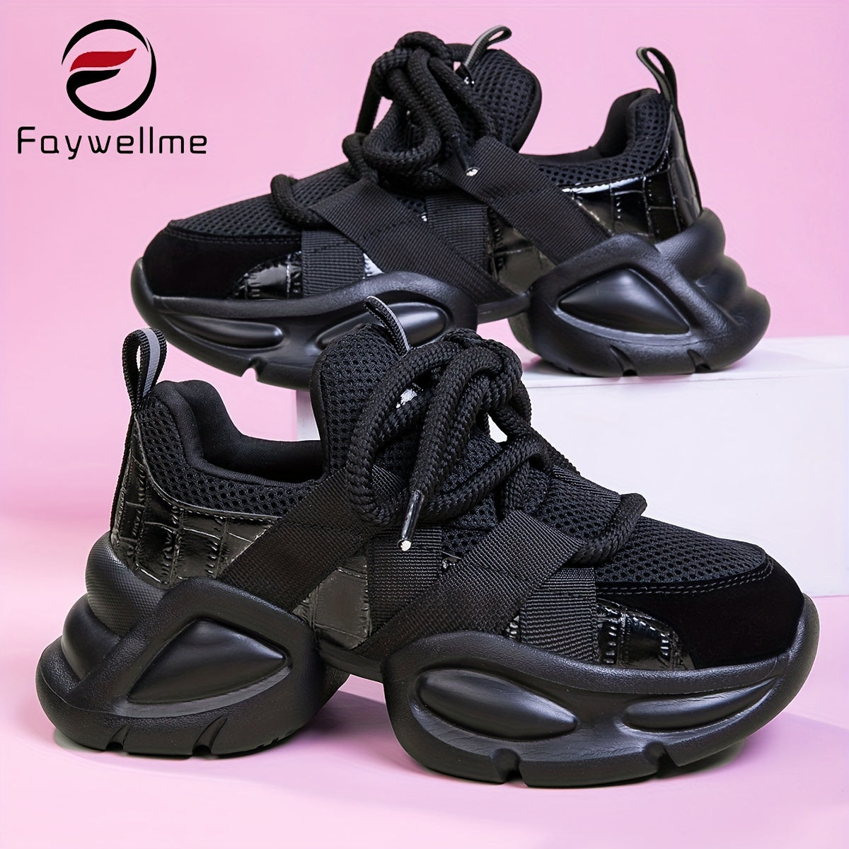 Faywellme breathable mesh chunky sneakers for men and women. Comfortable, non-slip, shock-absorbing athletic footwear for all seasons.