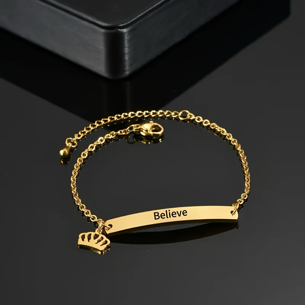 Elegant Minimalist Custom Name Bracelet for Women, Made of Stainless Steel with Heart and Star Charms. Ideal Gift for Any Occasion. Personalized and Suitable for Giving. Add a Touch of Bling to Your Look.