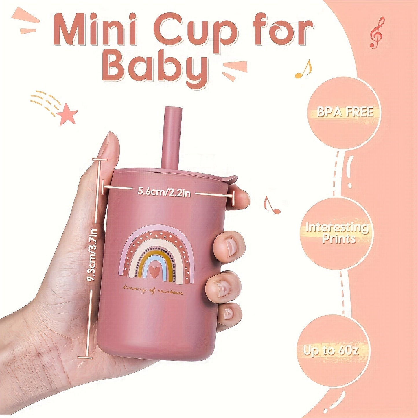 Customize your sippy cup with TYRY.HU! Made of silicone, BPA-free, and unbreakable, this easy grip cup is perfect for camping and outdoor adventures. Ideal for milk, coffee, and water. Makes a great gift for Christmas, Halloween, or back-to-school.