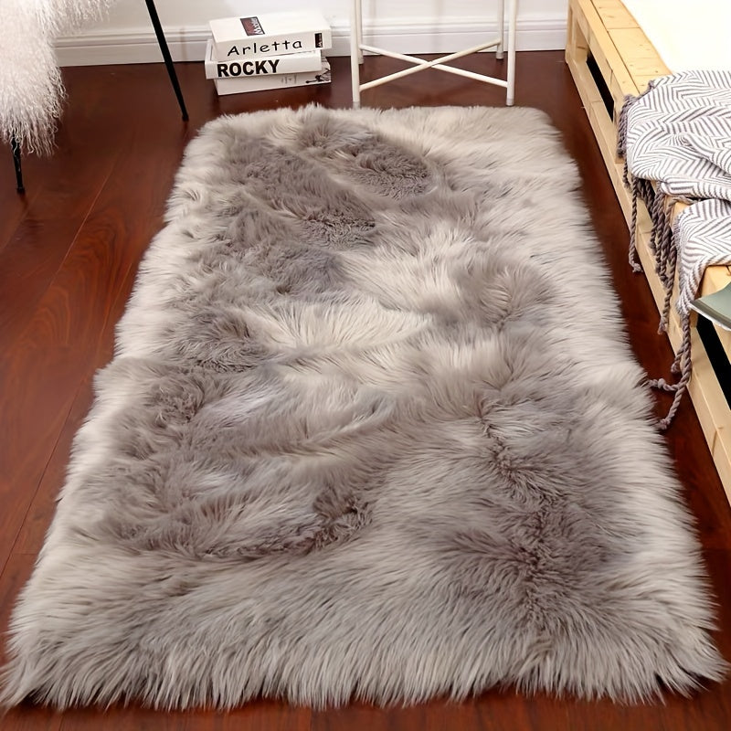 Soft and Fluffy Long Plush Bedroom Bedside Rug made of Artificial Fur, Washable and Ideal for Living Room and Bedroom Window Decoration