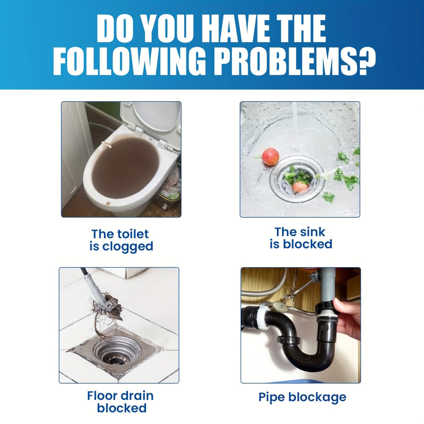 Jaysuing Drain Pipe Cleaning Powder - Removes clogs in pipes caused by hair, food residue, oil, and toilet paper.