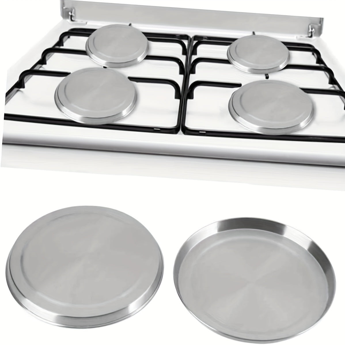 4-Piece Set of Stainless Steel Stove Top Covers for Cookware - Kitchen Burner Protectors that are Safe for Food Contact