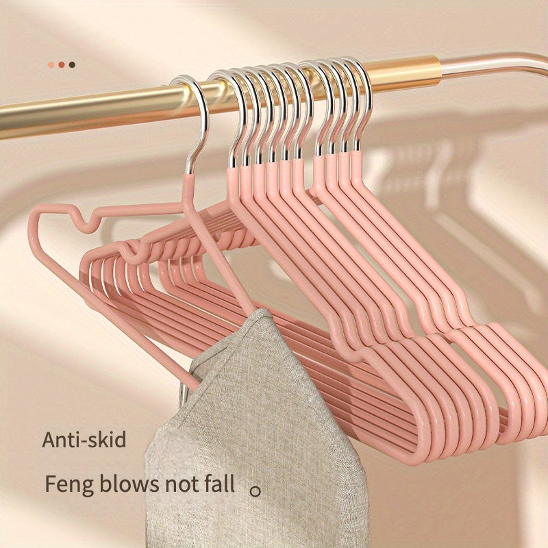 10pcs Stainless Steel Durable Clothes Hangers with Non-Slip Coating and Extra Thick Core - Ideal for Adults and Children