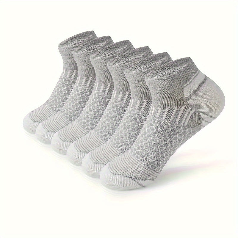 6 pairs of men's low cut ankle socks, breathable and sweat-absorbing, suitable for all seasons and odor-resistant.