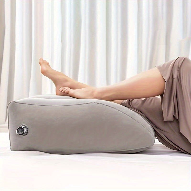 Inflatable Leg Pillow with Flocked Backrest - Enjoy Comfortable Relaxation, Reading, and Sleeping Anywhere with this Portable Air Cushion, Perfect for Outdoor Camping. Upgraded Valve for Easy Inflation.