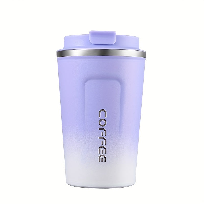 Stainless steel insulated coffee mug in various colors - leakproof, dishwasher safe with lid. Keeps drinks hot or cold. Perfect for office, reading, camping. Great gift for men and women.