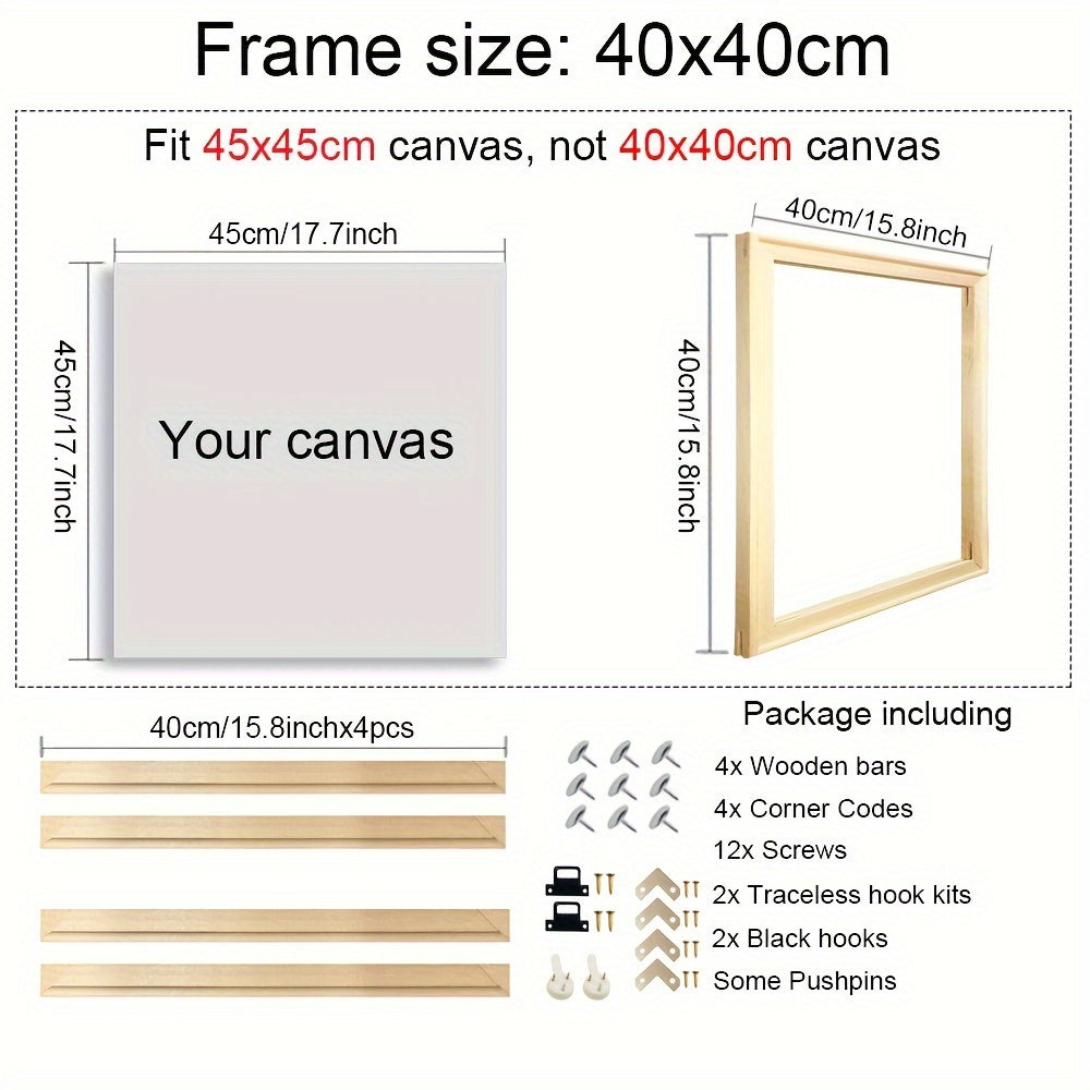 Contemporary DIY Diamond Painting Frame Kit, Vertical Oblong Shape, Wall Mounting, Non-Magnetic, for Canvas & Photo Art - Home Decor Gift, Various Sizes Available.