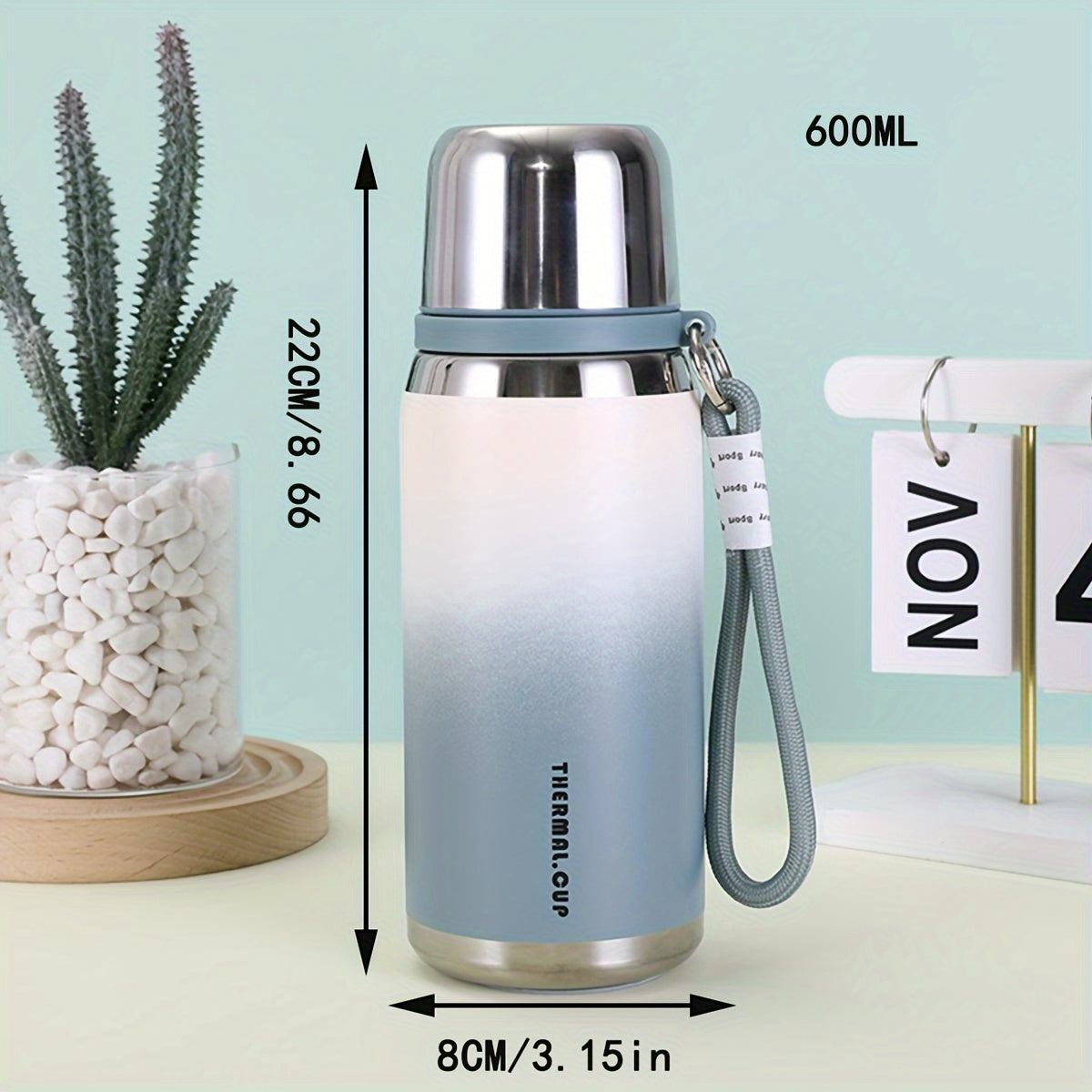 Trendy Gradient Stainless Steel Water Bottle - 600ml/800ml, Insulated and Durable with Lid - Ideal for Any Time of Year