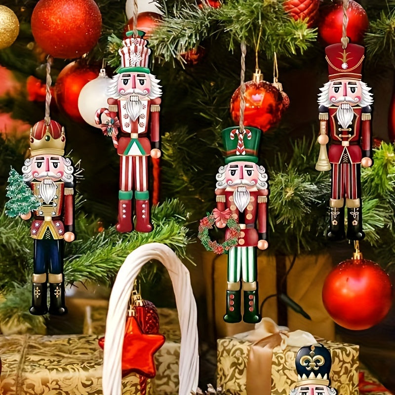 Set of 12 Nutcracker Wooden Ornaments - Traditional Christmas Decor for Parties & Home