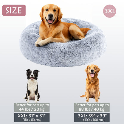 Cozy round pet bed for dogs, ideal for autumn and winter indoor sleeping.